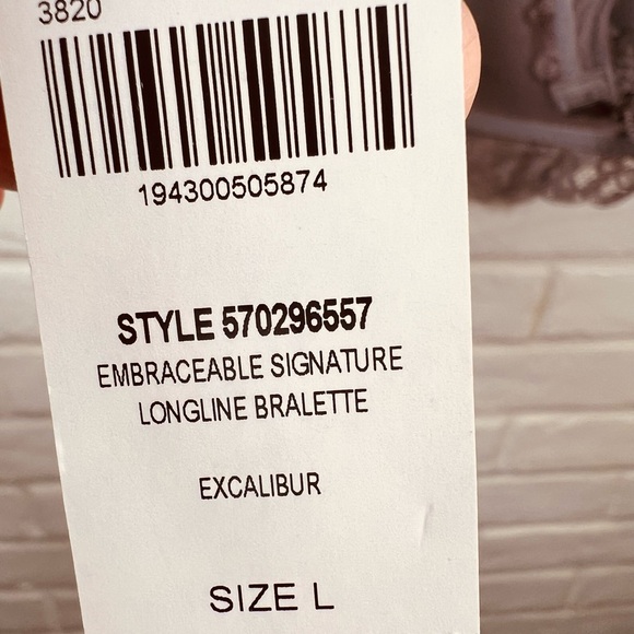 NWT Soma Signature Lace Longline Wireless Lined Bralette L Excalibur Grey #0465 - Picture 11 of 14